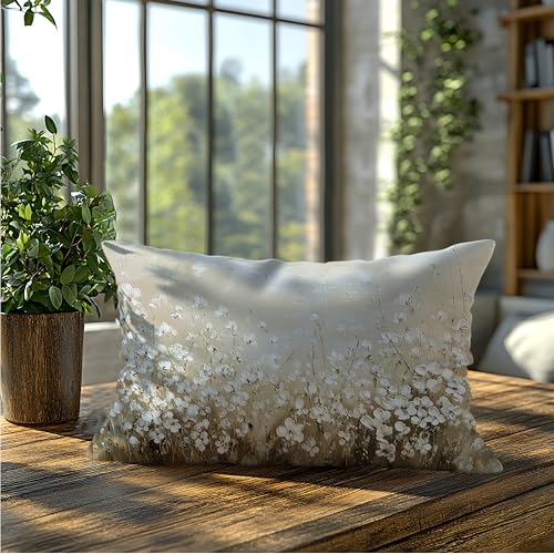 Rustic Floral Pillow Cover 20x12 - Double-Sided Soft Flannelette