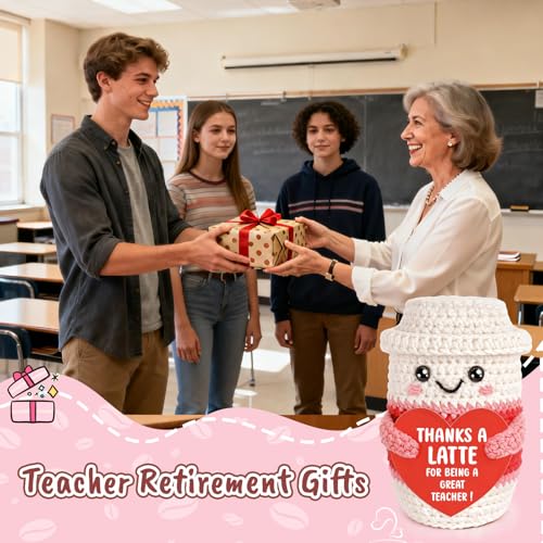 Teacher Appreciation Gift - Handmade Crochet Latte with Message Card