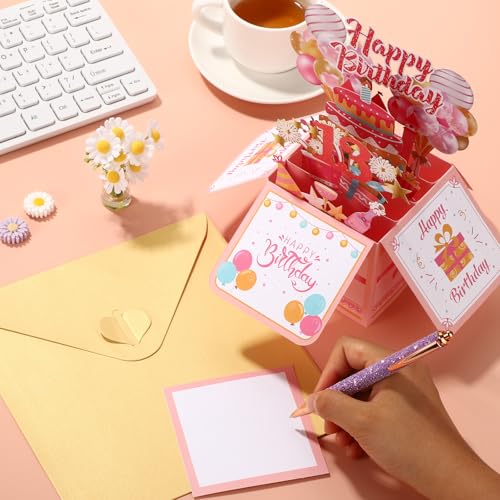 Gosknor 3D Pop Up Happy Birthday Card with Envelope and Note Card