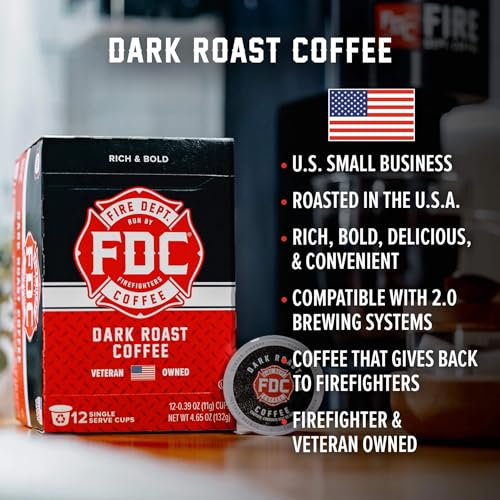 Fire Department Coffee Dark Roast Coffee Pods, 24 Count (2 Packs of 12)