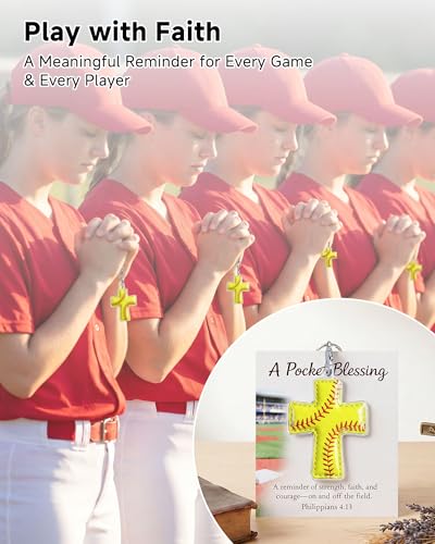 Softball Pocket Cross with Verse Card - Encouragement Gift for Players