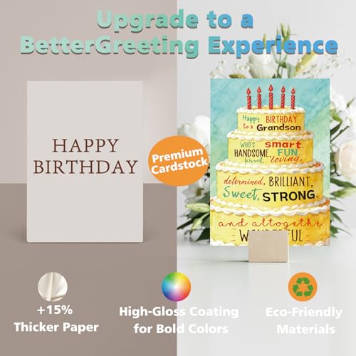 Grandson Birthday Card from Grandparents with Cute Cake Design