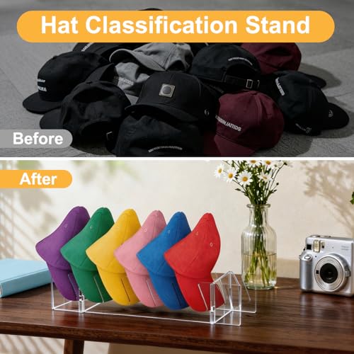 Acrylic Hat Organizer Rack - 2-Pack Clear Cap Storage for 14 Baseball Caps