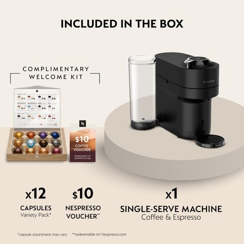 De'Longhi Nespresso Vertuo Pop+ Coffee & Espresso Maker - Sleek Black Matte with Dark Chrome Finish