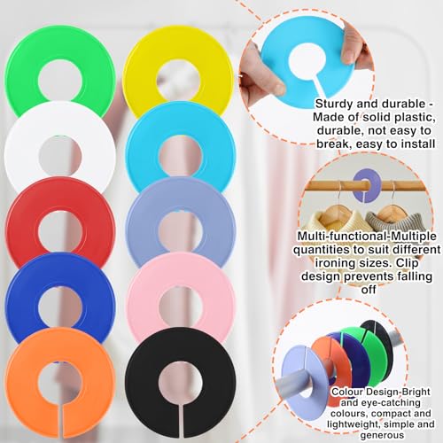 Giantree 10-Piece Round Closet Dividers for Hanging Clothes, Multi-Color