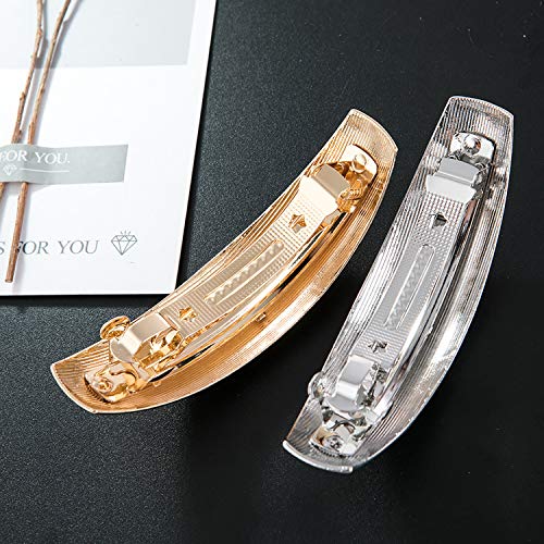 JinYu Silver Metal Hair Barrette French Style Automatic Clasp