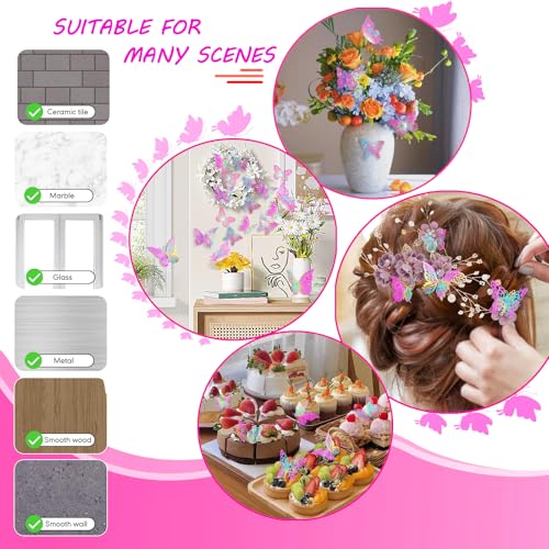 3D Metallic Butterfly Wall Decor - 48 Pcs in 4 Styles
