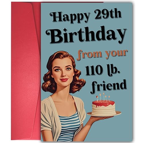 Funny 29th Birthday Joke Card for Women - Retro Humorous Greeting Card