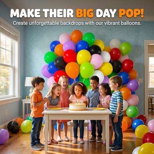 50-Pack 12-Inch Rainbow Balloons Set for Parties - Helium Quality