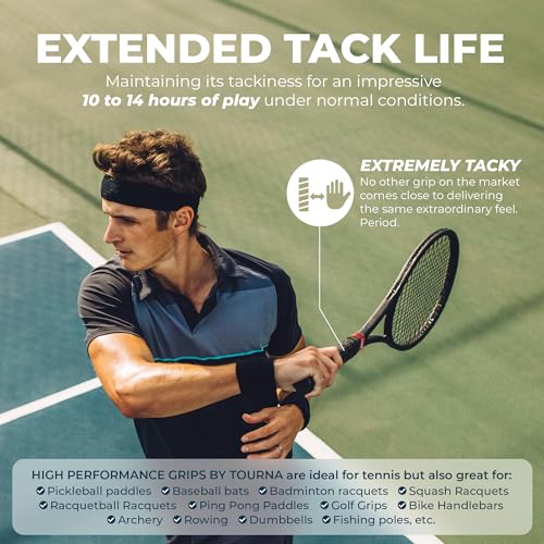 Tourna Mega Tac Extra Tacky Tennis Overgrip Blue 3-Pack – Long-Lasting, High-Tack Tennis Grip