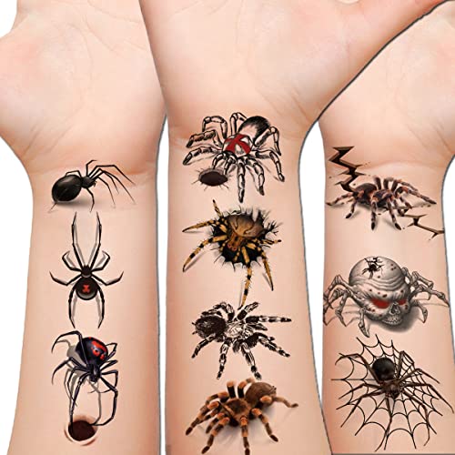 Hohamn Halloween Spider Temporary Tattoos for Kids Party Favors 12 Sheets