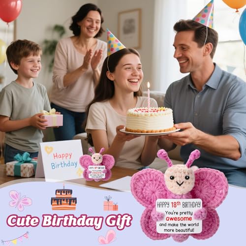 Handmade Crochet Pink Butterfly Plush - Meaningful 18th Birthday Gift