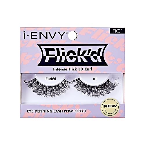 i-ENVY Flick'd D-Curl Strip False Lashes Natural Clear Band