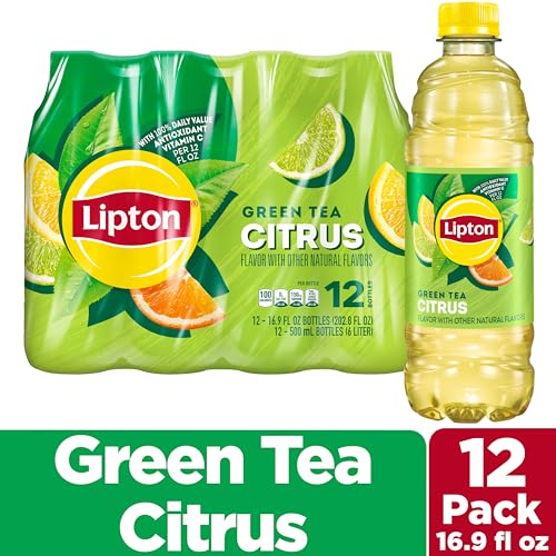 Lipton Green Tea Citrus Bottles Pack of 12 - Refreshing Iced Tea Drink