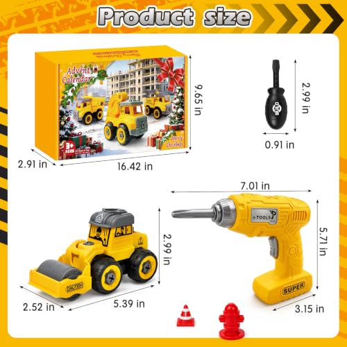 Kids Construction Vehicle Advent Calendar 2026 - 24 DIY Building STEM Toys