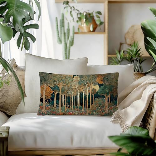 William Morris Birch Forest 12x20 Lumbar Pillow Cover, Soft Flannel Case
