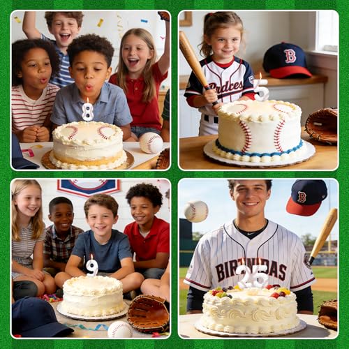 White Number 1 Baseball Candle for Birthday Party Decorations