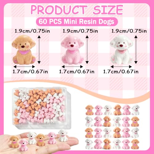 60 Pcs Mini Dogs Resin Figurines - Cute Puppy Miniature Set