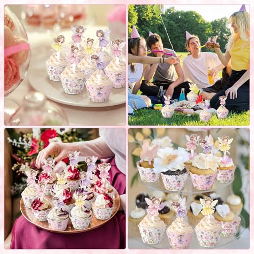 Fairy Cupcake Decoration Set - 96 Pcs with Toppers & Wrappers