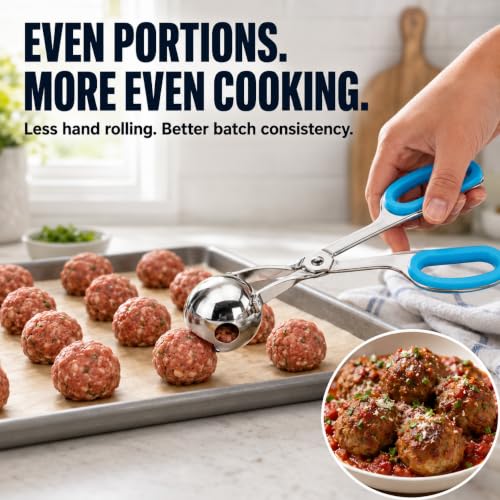Stainless Steel Meatball Maker Tongs Set – 2-Piece Non-Slip Kitchen Scoop