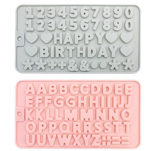2-Pack Silicone Letter & Number Molds for Baking & Crafts