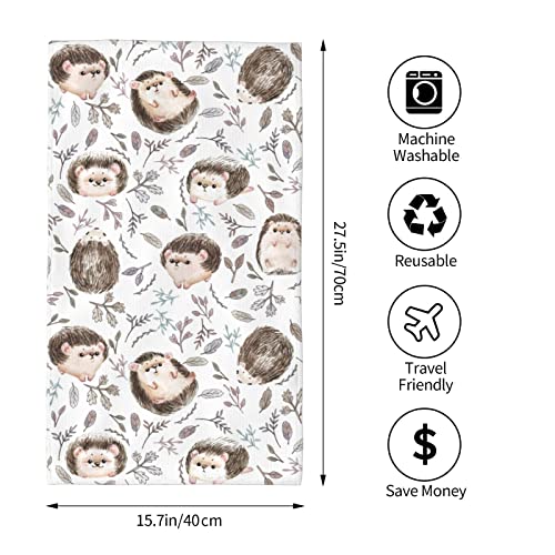 Ohiokwei White Hedgehog Pattern Hand Towels 27.5x15.7 Inches Ultra Soft & Absorbent
