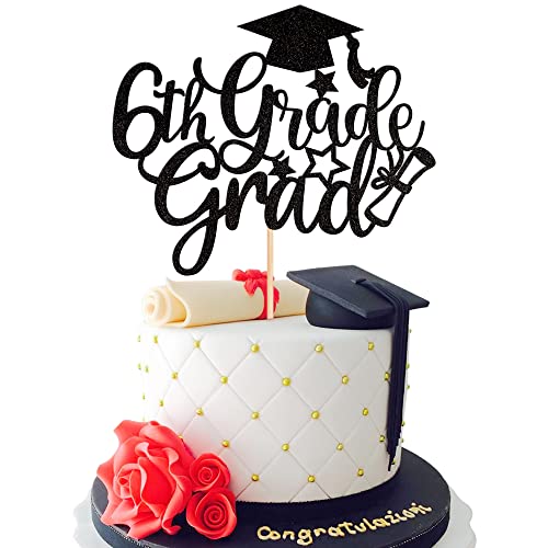 6th Grade Graduation Cake Topper - Class of 2026 Glitter Design