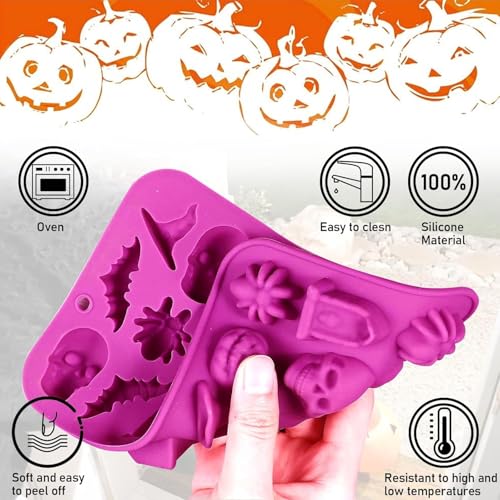 Hoxxu 2pcs Halloween Silicone Moulds 3D Candy & Chocolate Gummy Shapes