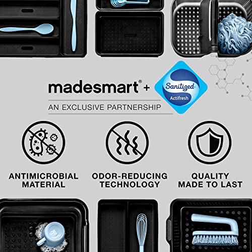 madesmart Premium Antimicrobial Classic Large Silverware Tray Soft Grip, Non-Slip Kitchen Drawer, 6 Compartments, Multi-Purpose Home Organization, EPA Certified, White