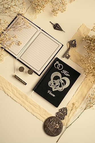 His and Hers Wedding Vow Books with Cufflinks & Tie Clip Set