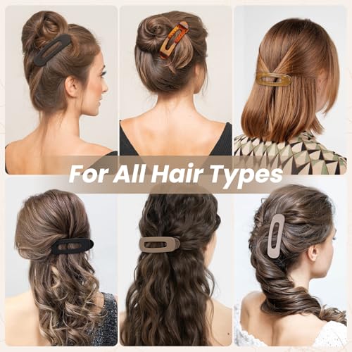 Sightor Flat Hair Clips - 3PCS French Lay Flat Claw Clips for Thick and Thin Hair