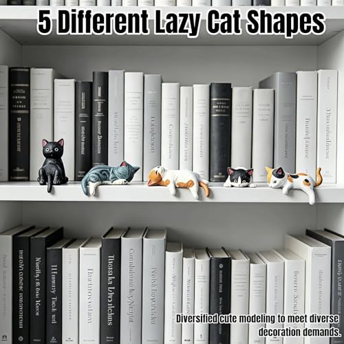 Cute Mini Cat Dashboard Decor - Set of 5 Handcrafted Resin Figurines