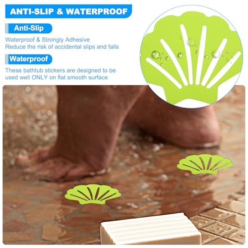 PATIKIL Blue Shell Bathtub Non Slip Stickers 6 Pack with Scraper