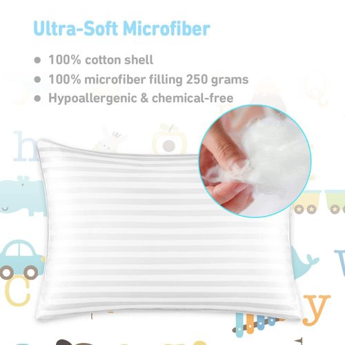 Babebay Toddler Pillow - Soft Cotton, Machine Washable | 13x18 Inch Kids Sleeping Pillow, 1 Pack