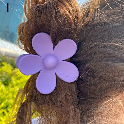 Jeffan Large Matte Flower Hair Claw Clip - Purple Plastic Hair Jaw