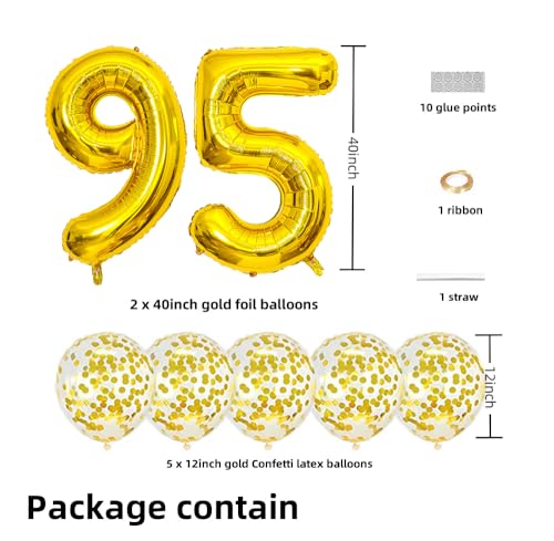 40" Gold Foil Balloons Set - Jumbo 95th Birthday & Wedding Decorations
