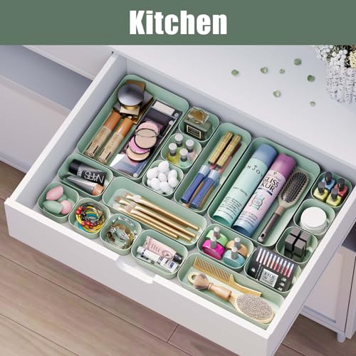Homhut Green Drawer Organizer Bins 10 PCS for Makeup & Office