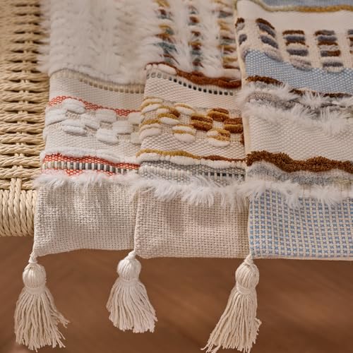 HZTLIN White-Brown Stripe 18x18in Chenille Throw Pillow Cover Bohemian Decor