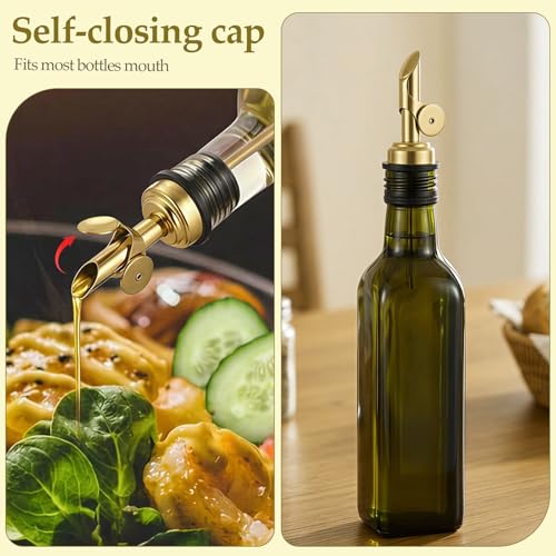 2 Pack Gold Stainless Steel Weighted Auto-Flip Bottle Pourers