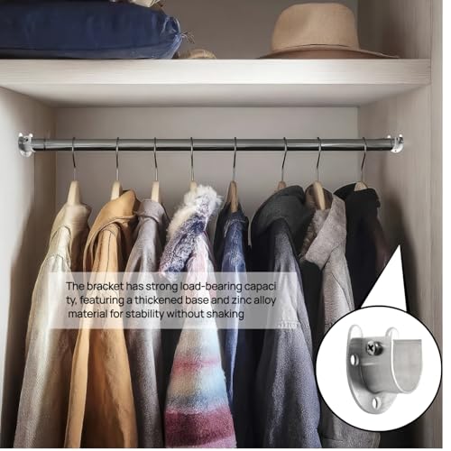 LIDBEKEI Heavy-Duty Closet Rod Support - U-Shaped Base 4-Pack - 1-Inch Diameter Flange