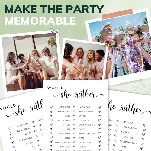 Would She Rather Bridal Shower Game - 50 Cards, Ready to Play