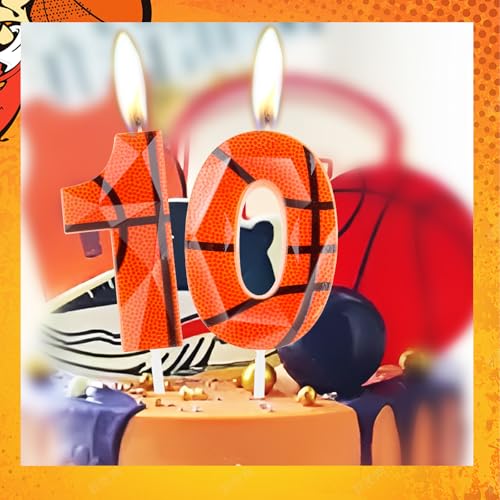 Basketball Number 10 Birthday Candle - 3D Diamond Design