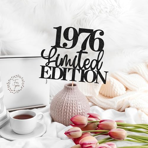 EONNCNT Limited EDITION 1976 Cake Topper Black Glitter 50th Birthday Decor
