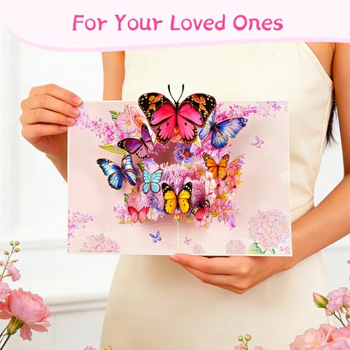 Aottom 3D Pop-Up Butterfly & Flower Greeting Card with Envelope