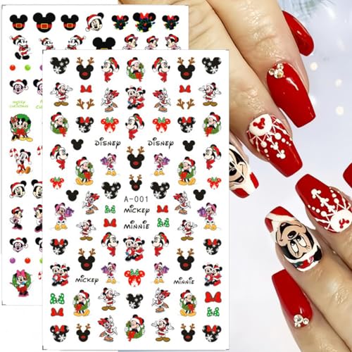 Christmas Nail Stickers - 2 Sheets Self-Adhesive 3D Holiday Manicure Decals