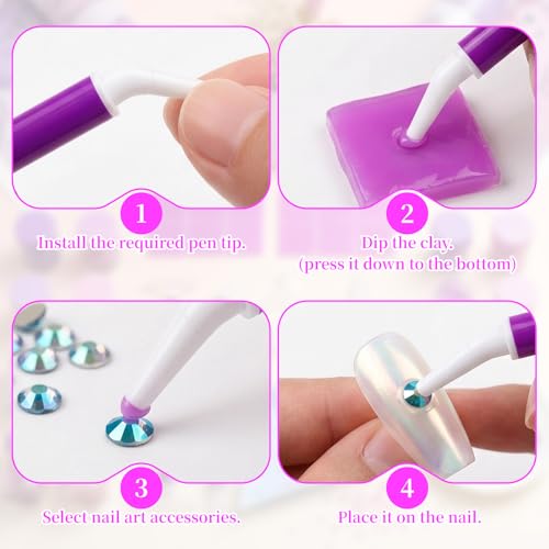 Fampery Rhinestone Picker Tool Kit with Dual-Ended Bedazzling Pens and Tips