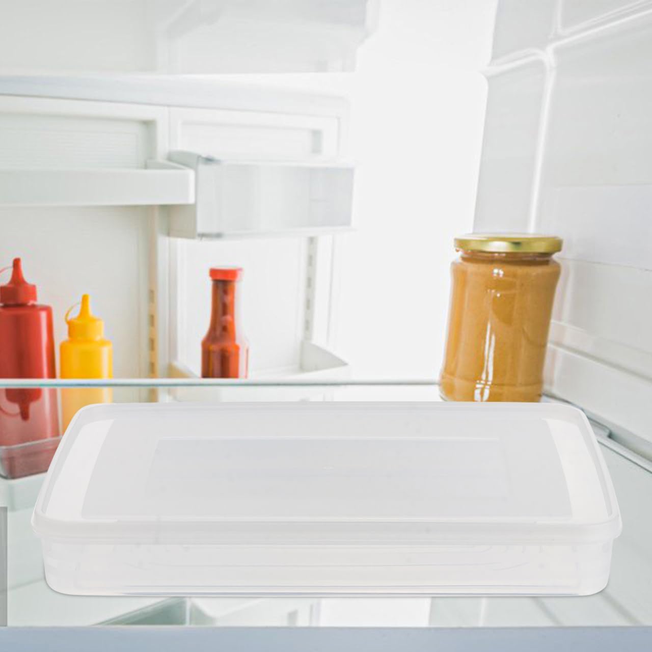 Uonlytech Large Airtight Dumpling Box - Clear Veggie Tray with Lid | Egg and Rice Storage Container