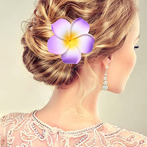 CBLUO 12 Pcs Plumeria Flower Hair Clips Hawaiian Luau Beach Hair Barrettes