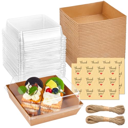 5-Inch Brown Charcuterie Boxes with Clear Lids - 20 Pack