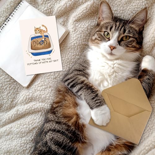 Funny Cat Dad Greeting Card with Envelope and Sticker 4x6